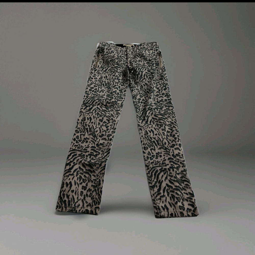 Democracy Animal Print Straight Leg Jeans - Black and Tan